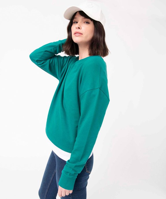 Sweat femme uni intérieur bouclettes vue2 - PREMIER PRIX BY GEMO - GEMO