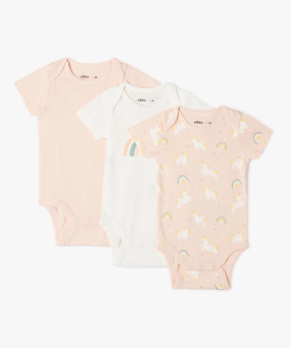 Body manches courtes à col US en coton bébé (lot de 3) vue1 - GEMO 4G BEBE - GEMO