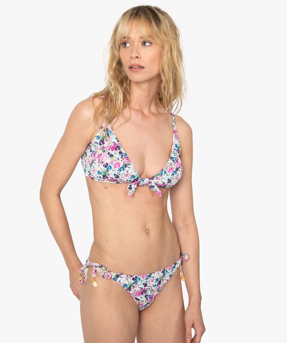 Haut de maillot de bain femme triangle fleurie vue3 - GEMO (PLAGE) - GEMO