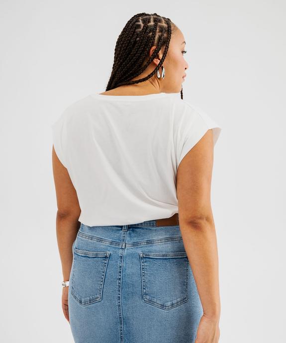 Tee-shirt à manches ultra-courtes avec coeur brodé femme grande taille vue3 - GEMO (G TAILLE) - GEMO