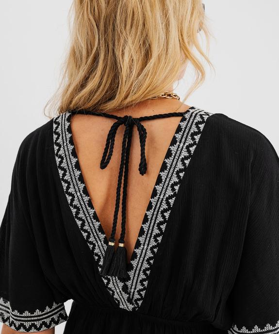 Robe de plage courte en viscose à encolure V et découpes côtés femme vue4 - GEMO 4G FEMME - GEMO