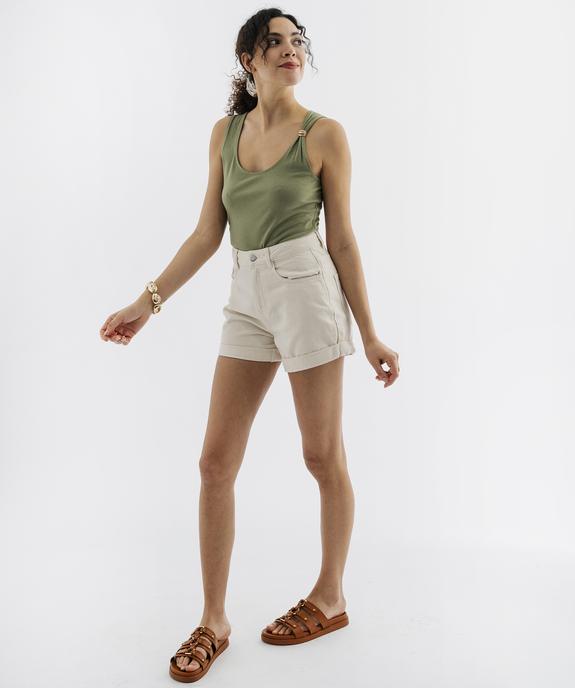 Short en toile denim coupe mom femme vue4 - GEMO 4G FEMME - GEMO