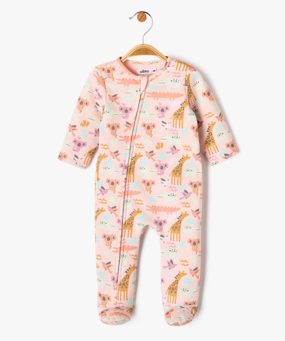 Pyjama dors-bien avec fermeture zippée et motif animaux bébé fille vue2 - GEMO 4G BEBE - GEMO
