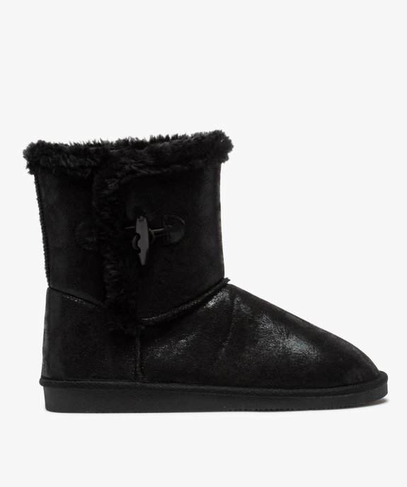 Boots fourrées femme à talon plat unies à détails brillants vue1 - GEMO (CASUAL) - GEMO