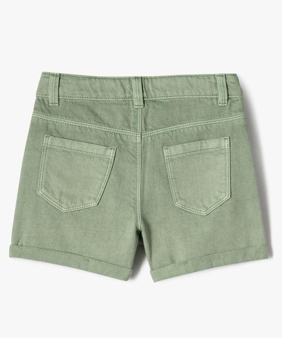 Short en jean large à revers au coloris unique fille vue3 - GEMO (ENFANT) - GEMO