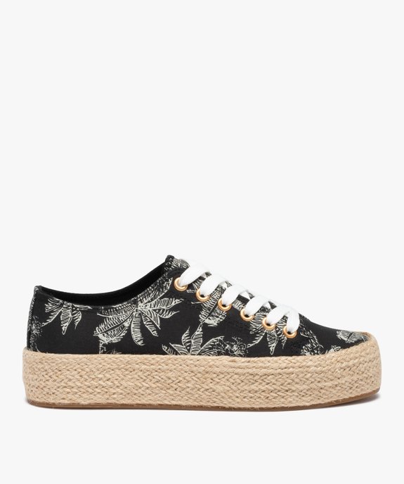 Baskets femme en toile imprimée et semelle cordelette vue2 - GEMO 4G FEMME - GEMO