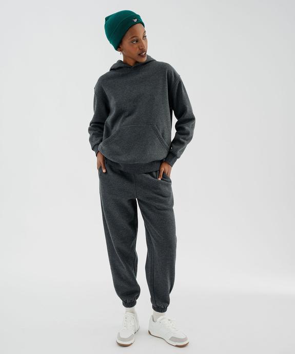 Pantalon de jogging en molleton uni à taille élastiquée femme vue4 - GEMO 4G FEMME - GEMO