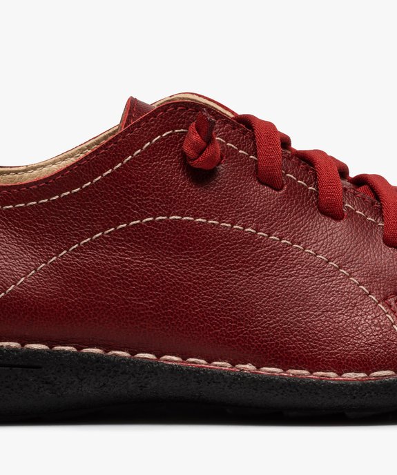 Derbies femme confort dessus cuir à lacets élastiques vue6 - GEMO (CONFORT) - GEMO