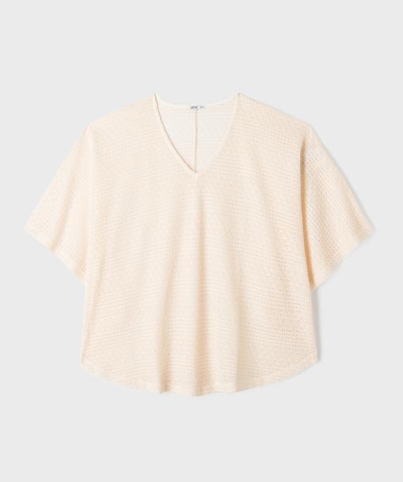 Tee-shirt cape en maille ajourée femme grande taille vue1 - GEMO (G TAILLE) - GEMO