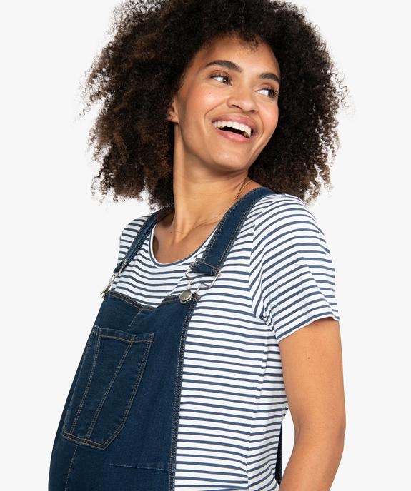 Salopette en jean de grossesse en denim stretch vue2 - GEMO (MATER) - GEMO