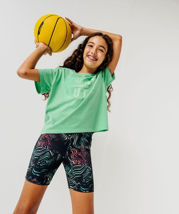 Legging court de sport en stretch à large ceinture élastique vue4 - GEMO (JUNIOR) - GEMO