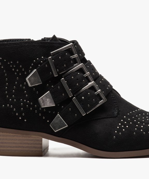 Boots en velours avec clous et boucles métalliques vue6 - GEMO (CASUAL) - GEMO