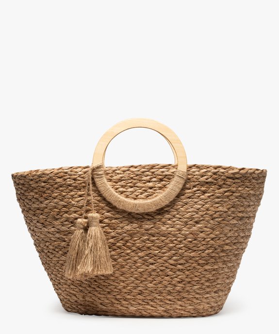 Sac femme en paille avec anses en bois vue1 - GEMO (ACCESS) - GEMO
