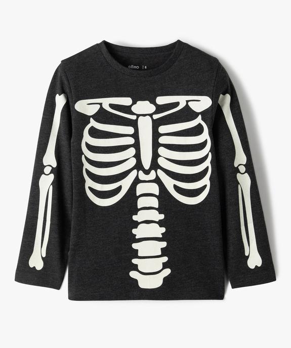 Tee-shirt garçon à manches longues motif squelette phosphorescent vue1 - GEMO (ENFANT) - GEMO