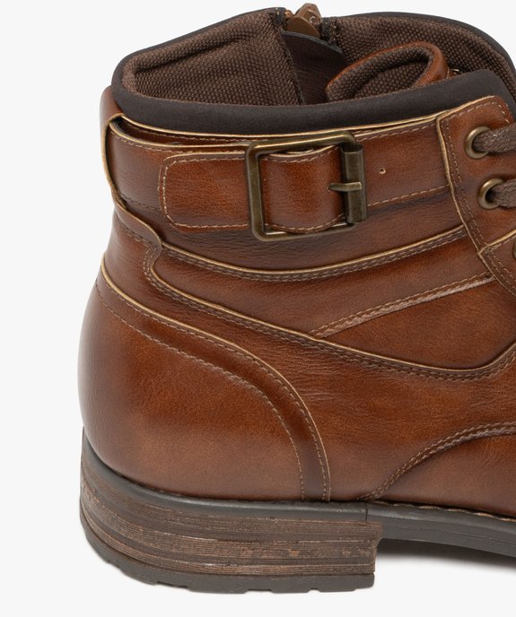 Boots homme style vintage avec bride fantaisie et à lacets vue6 - URBAN STEPS - GEMO