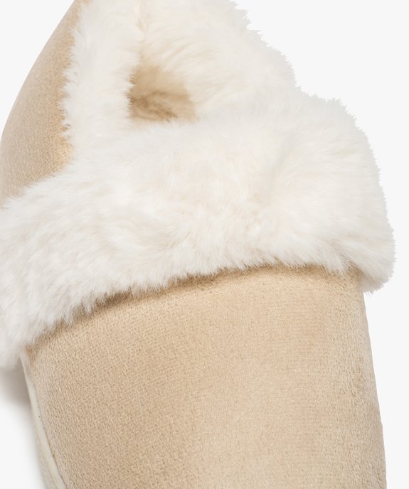 Chaussons femme fourrés dessus en suédine unie vue6 - GEMO(HOMWR FEM) - GEMO
