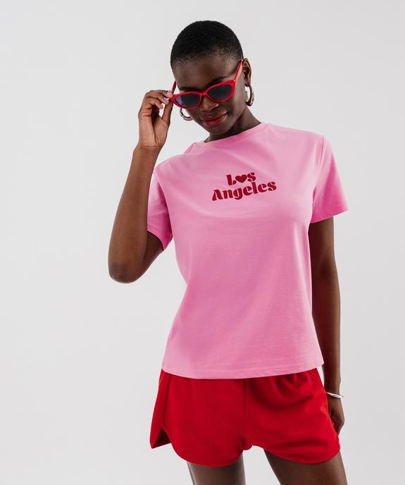 Tee-shirt manches courtes imprimé pailleté femme vue5 - GEMO(FEMME PAP) - GEMO
