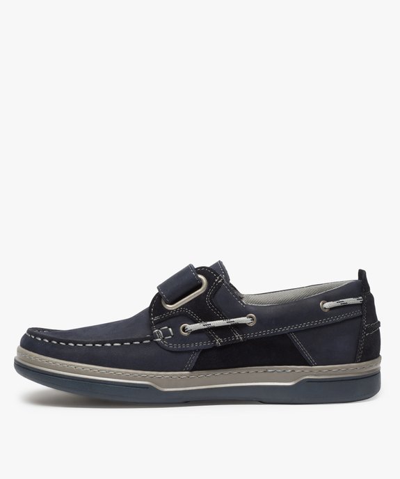 Chaussures bateau homme dessus cuir fermeture scratch vue3 - GEMO (CONFORT) - GEMO