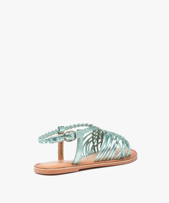 Sandales fille à fines brides tressées en cuir métallisé vue4 - GEMO (ENFANT) - GEMO