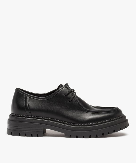 Derbies femme unis à lacets et semelle crantée vue1 - GEMO (CASUAL) - GEMO