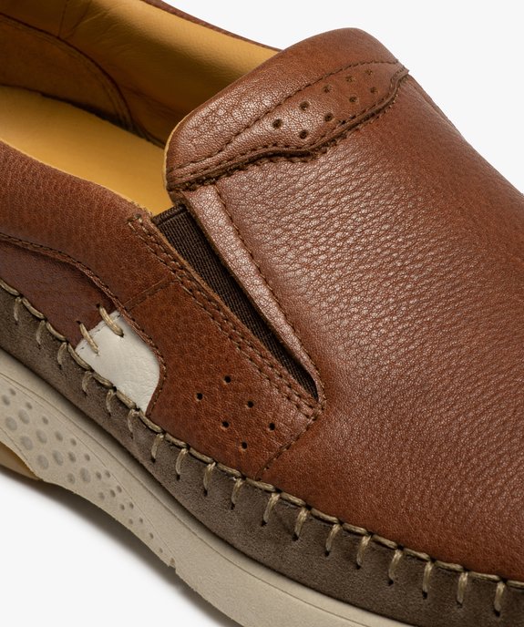 Mocassins homme unis dessus et intérieur cuir - Tanéo vue6 - TANEO - GEMO