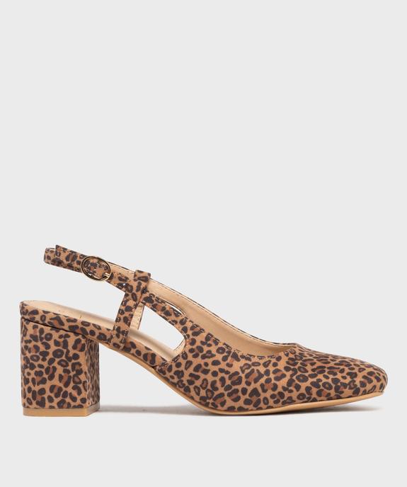 Escarpins slingback en toile à motifs léopard femme - Follow Me vue1 - FOLLOW ME - GEMO