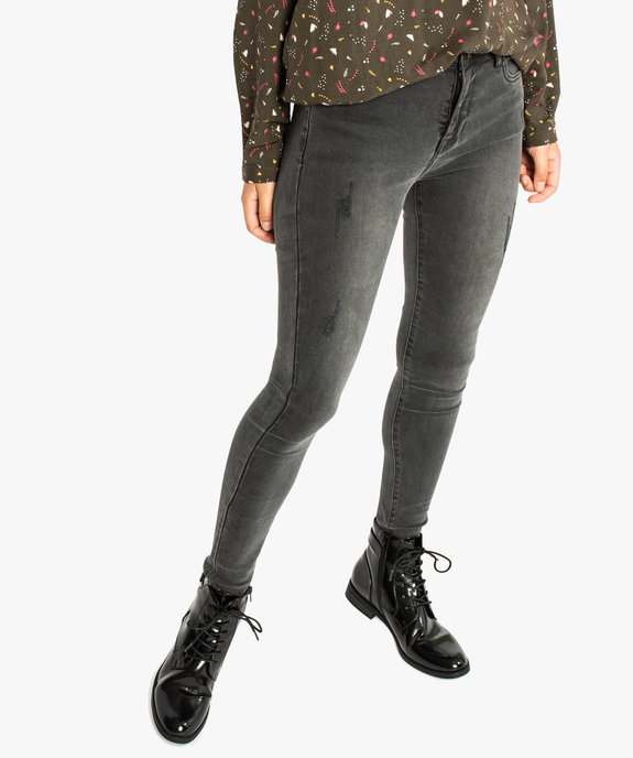 Jean skinny avec franges aux chevilles vue1 - GEMO (JEAN) - GEMO