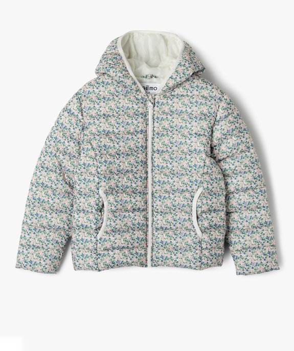 Doudoune déperlante à capuche et motif fleuri fille vue2 - GEMO 4G FILLE - GEMO