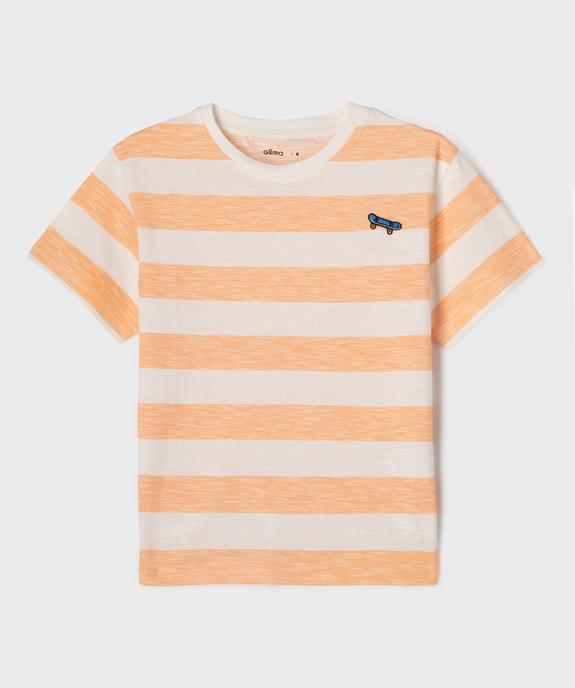 Tee-shirt manches courtes à larges rayures garçon vue1 - GEMO (ENFANT) - GEMO