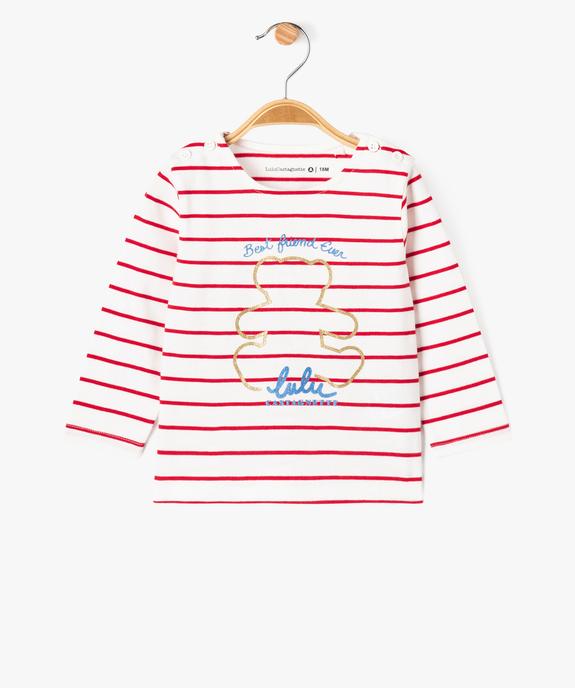 Tee-shirt manches longues rayé et pailleté bébé fille - LuluCastagnette vue1 - LULU CASTAGNETTE GEMO FOR GOOD - GEMO