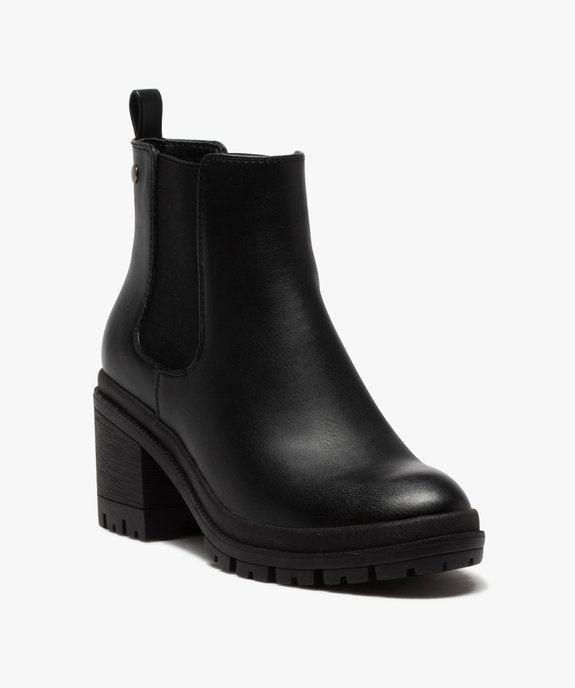 Boots femme chelsea unies à talon et semelle crantée vue2 - GEMO(URBAIN) - GEMO