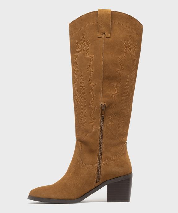 Bottes dessus cuir velours esprit Santiag femme - Tanéo vue4 - TANEO - GEMO