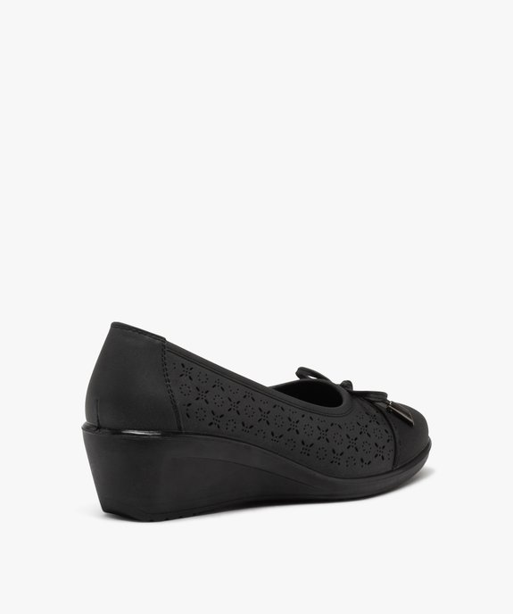 Escarpins femme confort unis à semelle compensée avec motifs ajourés  vue4 - GEMO 4G FEMME - GEMO