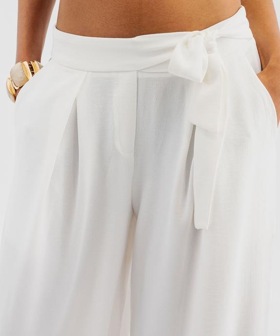 Pantalon large et fluide à taille élastiquée et liens à nouer femme vue4 - GEMO 4G FEMME - GEMO