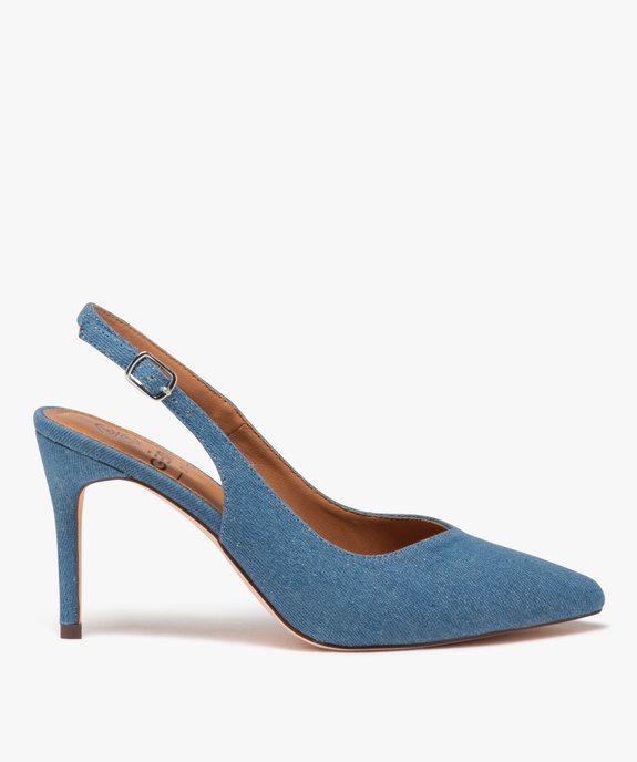 Escarpins à talon aiguille et bout pointu en toile denim femme - Valentina Baldano vue2 - VALENTINA BALDA - GEMO