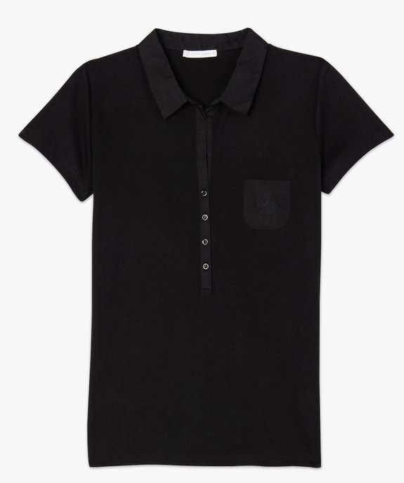 Polo femme en jersey à manches courtes et col chemise vue4 - GEMO (MAILLE) - GEMO