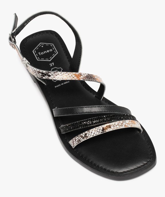 Sandales femme plates à fines brides dessus cuir - Tanéo vue5 - TANEO - GEMO