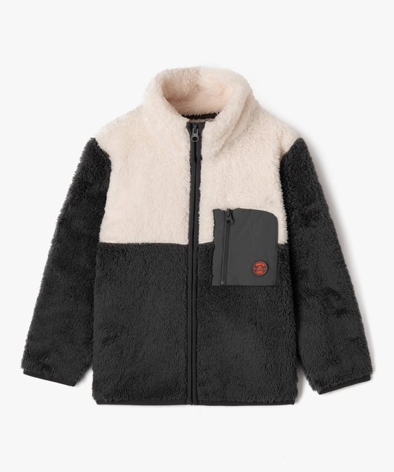Sweat zippé à col montant en maille peluche garçon vue2 - GEMO (ENFANT) - GEMO