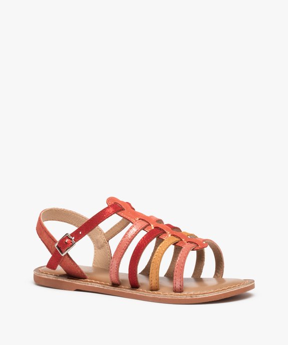 Sandales fille style spartiates multicolores cuir brillant vue2 - GEMO (ENFANT) - GEMO