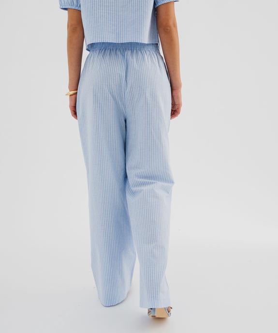 Pantalon large rayé avec taille élastique femme vue3 - GEMO(FEMME PAP) - GEMO
