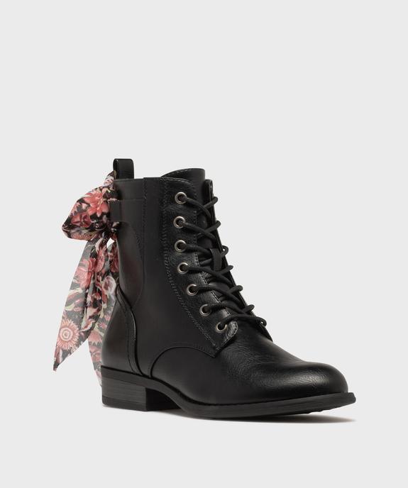 Boots à lacets et zip avec foulard à nouer femme  vue2 - EMILIA ROSA G4G - GEMO