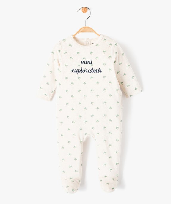 Pyjama bébé garçon en velours imprimé palmiers et broderie vue2 - GEMO(BB COUCHE) - GEMO