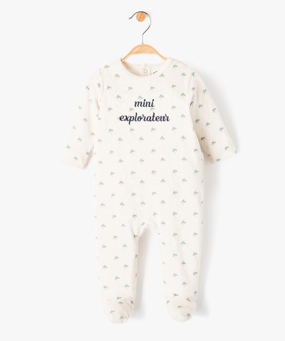 Pyjama bébé garçon en velours imprimé palmiers et broderie vue1 - GEMO(BB COUCHE) - GEMO