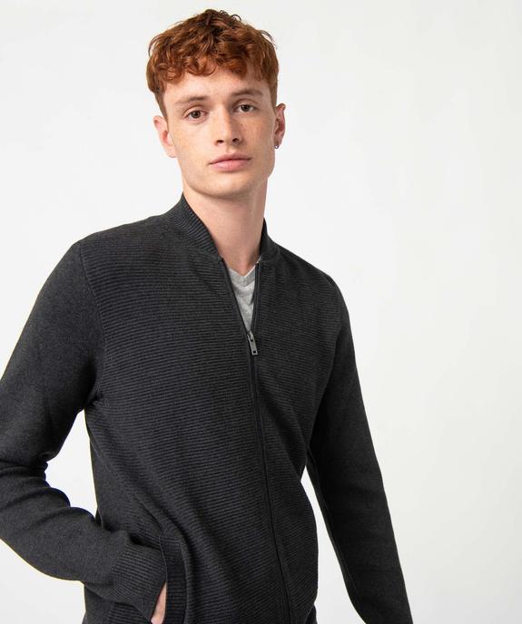 Gilet homme en maille texturée sur l’avant vue2 - GEMO (HOMME) - GEMO