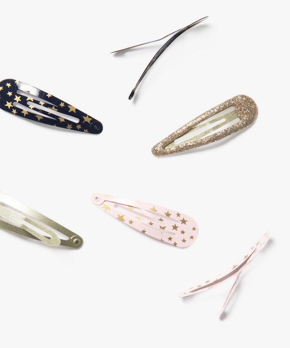 Barrettes clic-clac motifs étoiles et paillettes fille (lot de 6) vue3 - GEMO (ACCESS) - GEMO