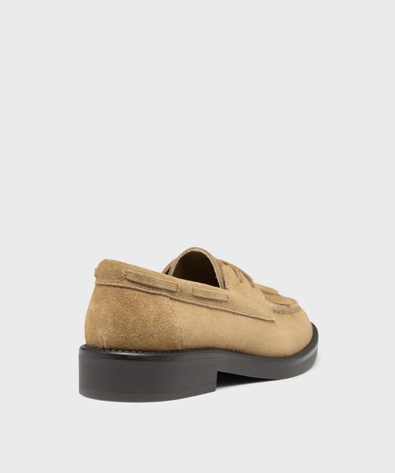 Derbies en cuir suède inspiration mocassins à patte frangée femme - Tanéo vue4 - TANEO - GEMO