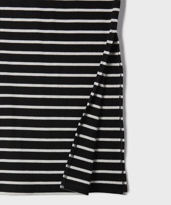 Robe longue en maille côtelée rayée fille vue3 - GEMO 4G FILLE - GEMO