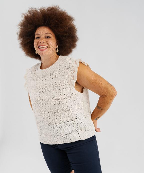 Pull sans manches ajouré façon crochet femme vue2 - GEMO 4G GT - GEMO