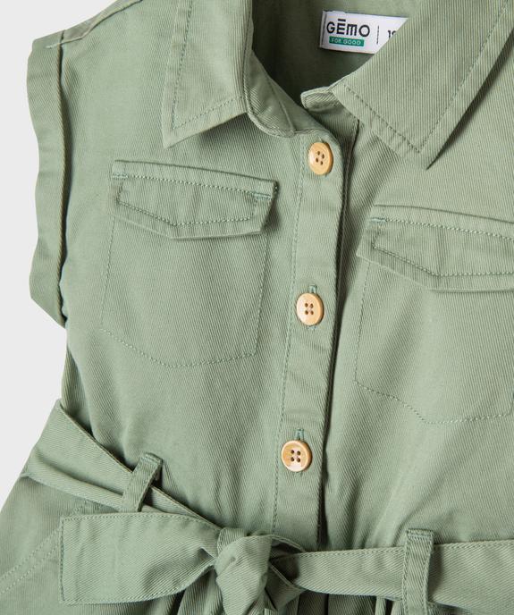 Robe chemise à manches courtes en toile de coton bébé fille vue9 - GEMO 4G BEBE - GEMO