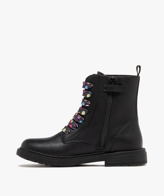 Boots fille à lacets smileys fantaisie et à zip - Geox vue3 - GEOX - GEMO
